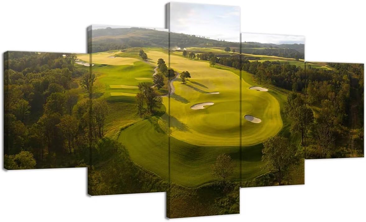 chenchenArt Payne's Valley Golf Course Wall Art Canvas Prints - Payne's Valley Golf Course Pictures Wall Decor for Living Room Bedroom Bathroom Home Decorations Framed Ready to Hang(50''W x 24''H)