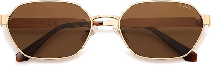 SOJOS Trendy Polarized Hexagon Sunglasses for Women Men, UV400 Retro Rectangle Shades SJ1238