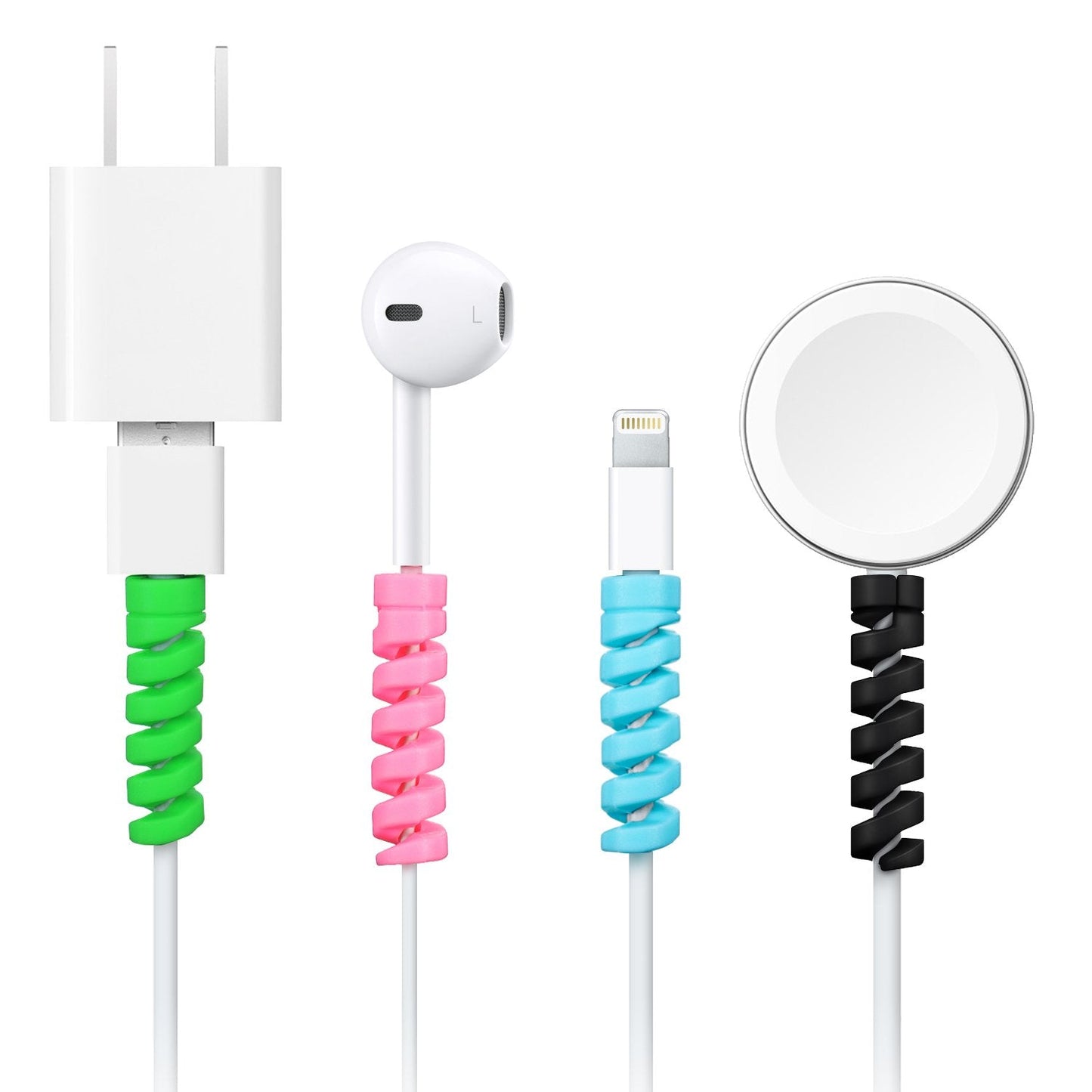 Jetec 24 Pcs Charger Cable Protector,Silicone Flexible Cable Saver,Spiral Usb Mouse Wire Protector For Headphone Laptop Earphone