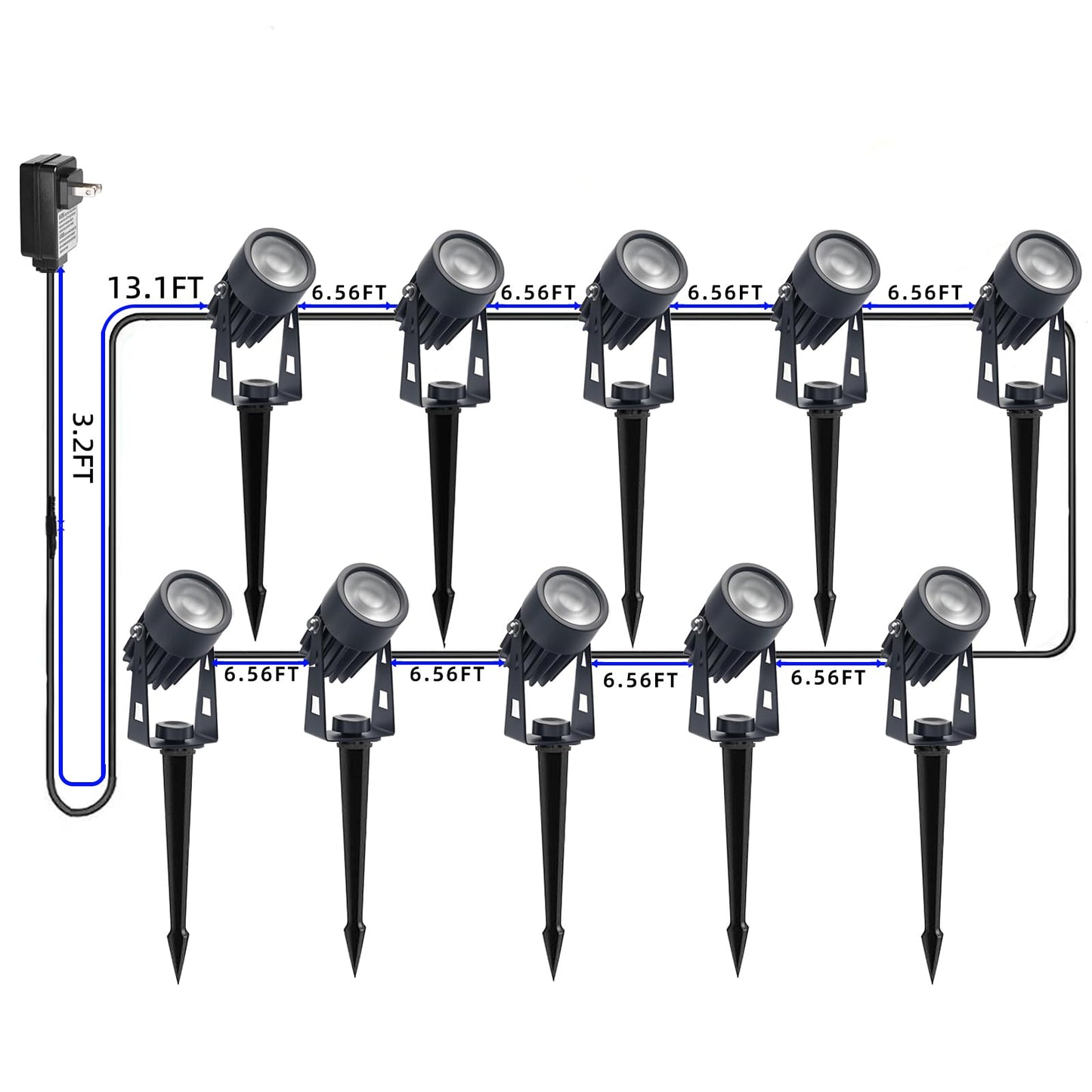 Sathem Smart RGB LED Spotlights, IP65 Waterproof, 10 Pack, Black, Model LS000C10