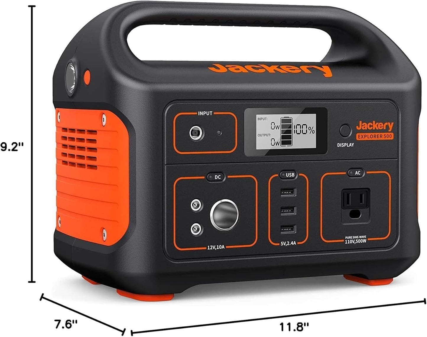 Jackery Portable Power Station Explorer 500 And 102W Fast Charger, 518Wh Solar Generator Lithium Battery With 500W Ac Outlet For