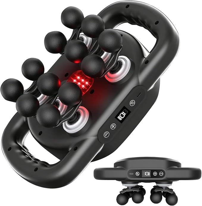 AdamPark 12-Head Massage Gun Set, Deep Tissue Back Massager Muscle Massager Tool Quiet Muscle Massage Gun for Full Body Mu...