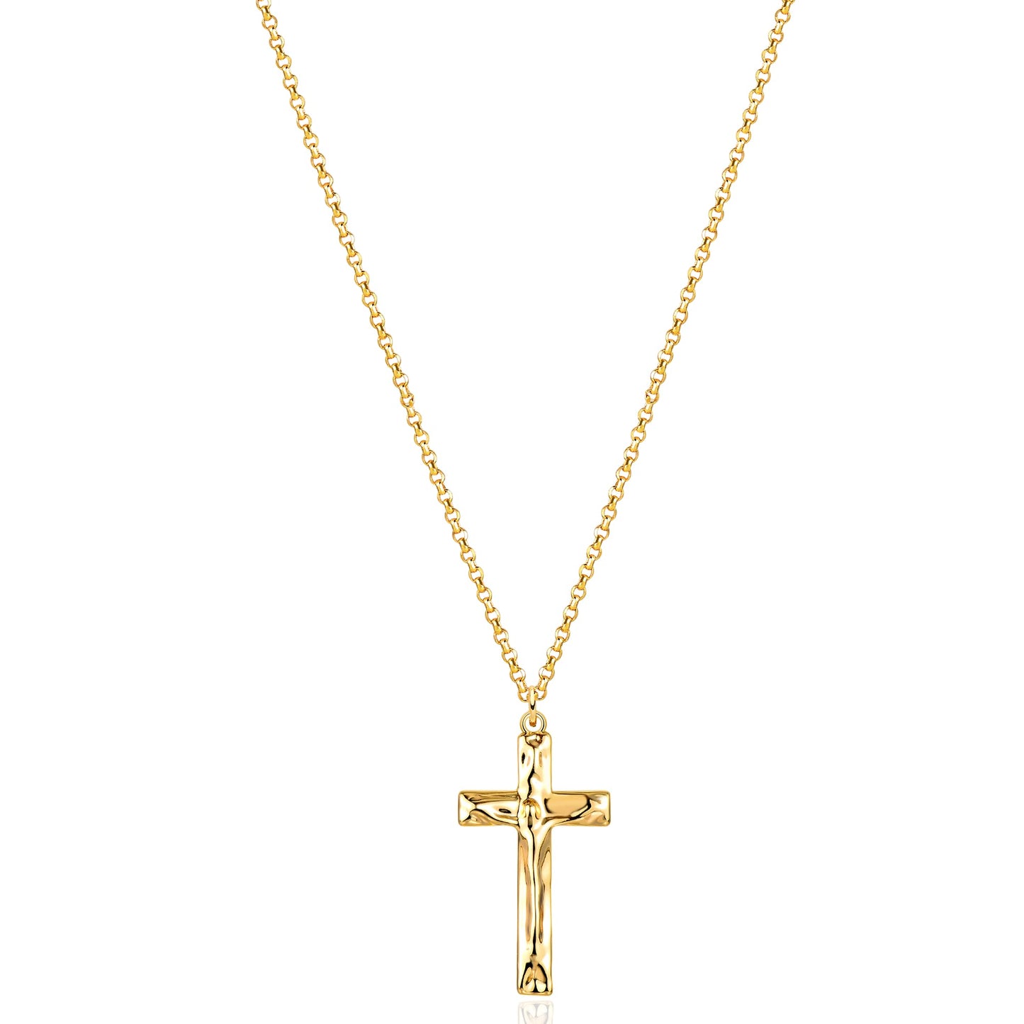 14K Gold Plated Cross Necklace, Cross Faith Jesus Hammer Pendant Dainty Chain Simple Tiny Jewelry Gift for Women