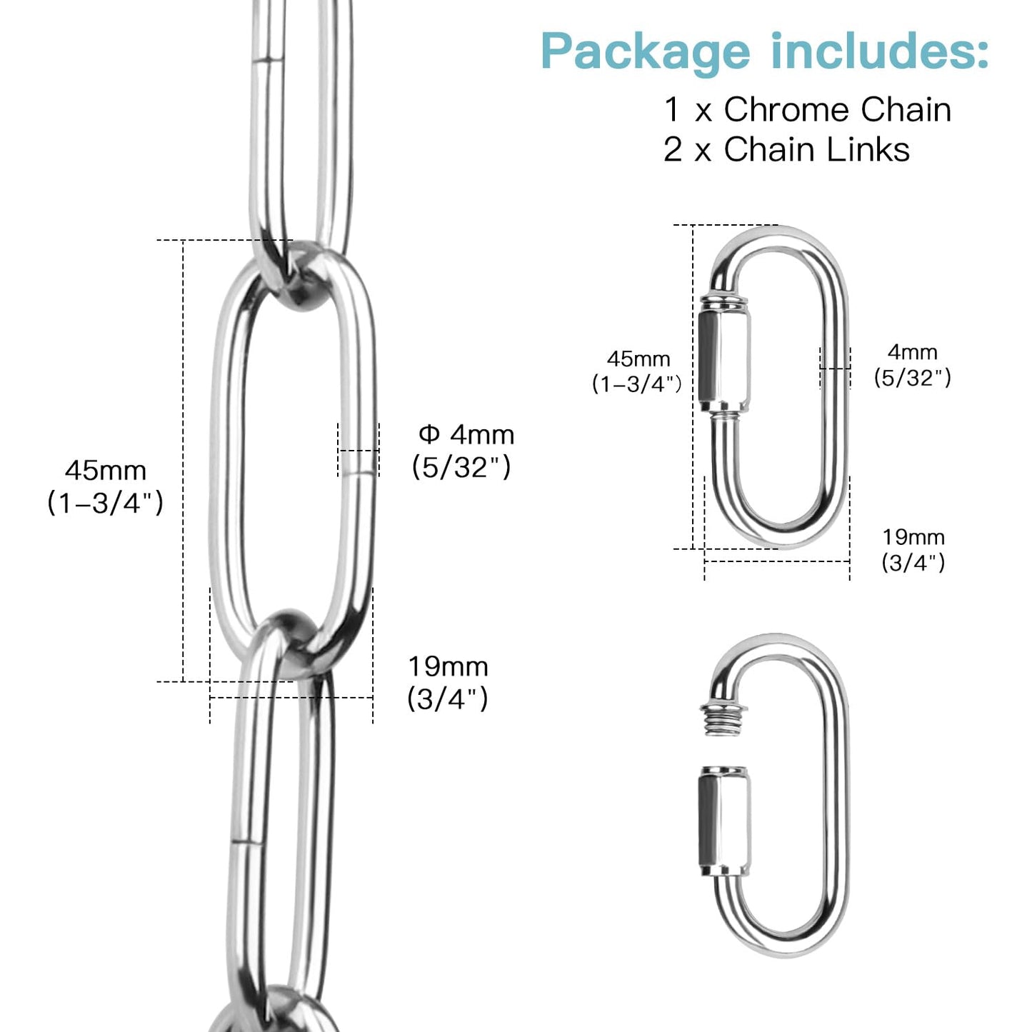 Helunsi Chrome Chandelier Chain - 6Ft Heavy Duty Metal Extension With Lock, Iron Decorative Light Fixture