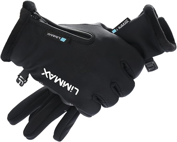 LiMMAX Black Touch Screen Gloves for Men Women - Windproof Water Resistant Warm Gloves for Cold Weather, Ideal for Running...