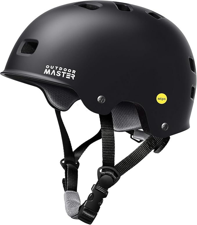 OutdoorMaster MIPS Skateboard Cycling Helmet for Adults - Lightweight, Ventilated Multi-Sport Helmet with Two Removable Li...