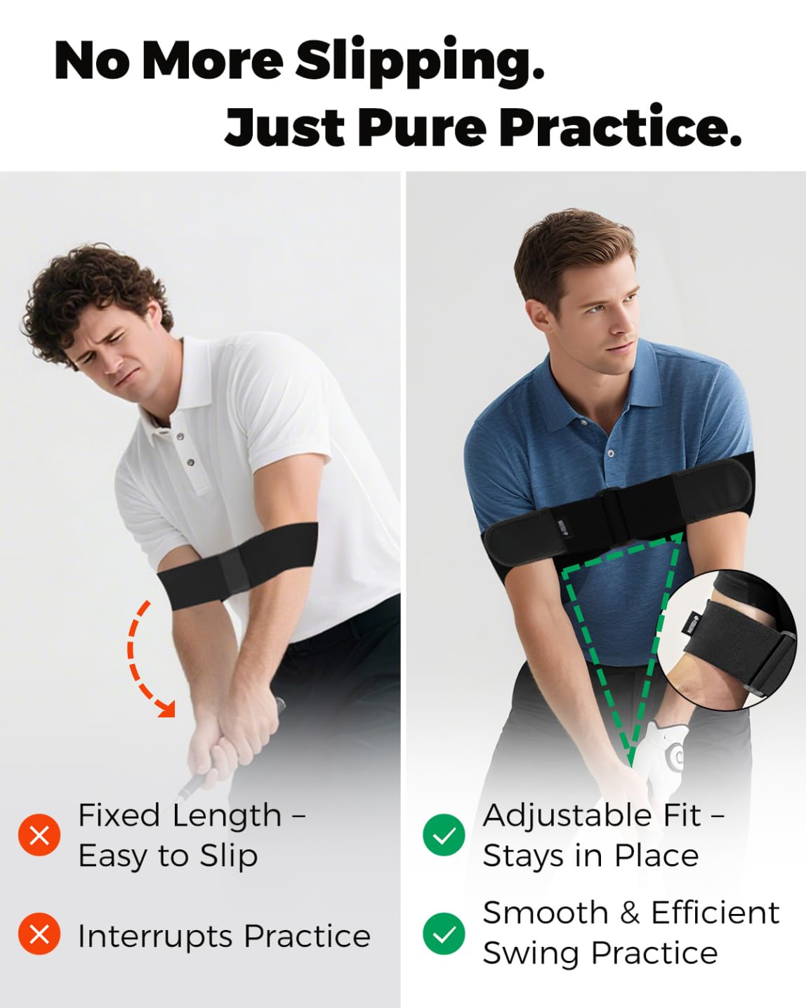 Adjustable Golf Swing Trainer Arm Band – 2025 Innovative Golf Training Aid with Strong Restraining Power – Keep Arms Connected, Fix Chicken Wing Fast – Improve Swing Path & Build Muscle Memory – Great Gift for Golfers