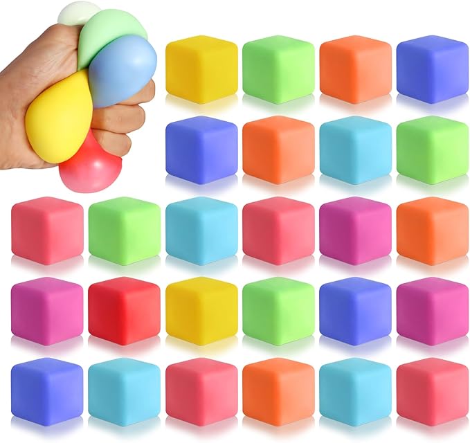 40 Pack Slow Rising Stress Cube Fidget Toys, Squishy Balls Sensory Fidget Toys for Kids Adults, Square Shape Fidgets for C...
