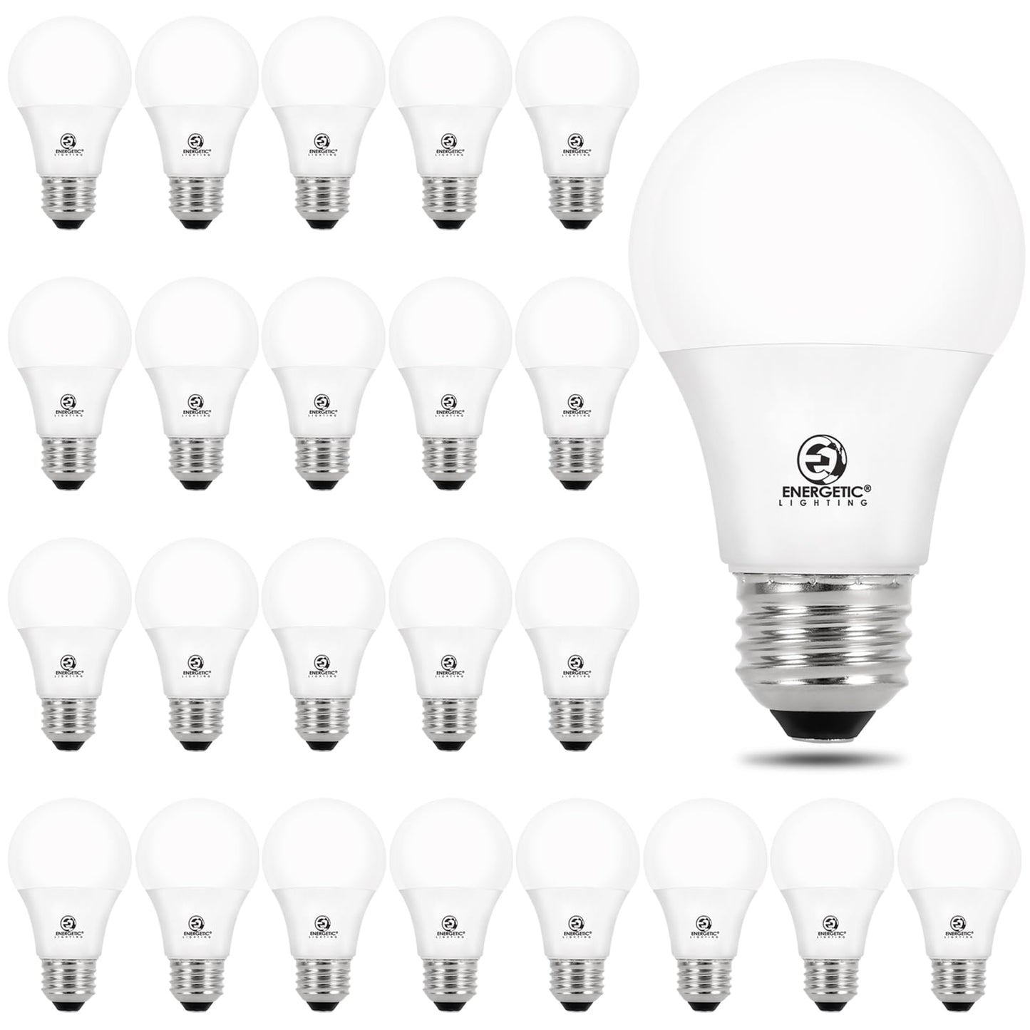 Energetic 24 Pack LED Light Bulbs, 60 Watt Equivalent A19 LED Bulb, Soft White 2700K, Non-Dimmable, E26 Base, ETL/UL Listed, 15000 Hrs, Standard Light Bulbs
