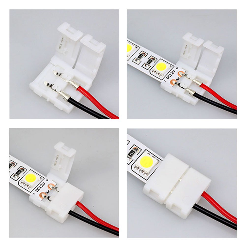 Evz 10Pcs Led 5050 Single Colour Strip Light Connector 2 Pin Conductor 10 Mm Wide Strip Jumper
