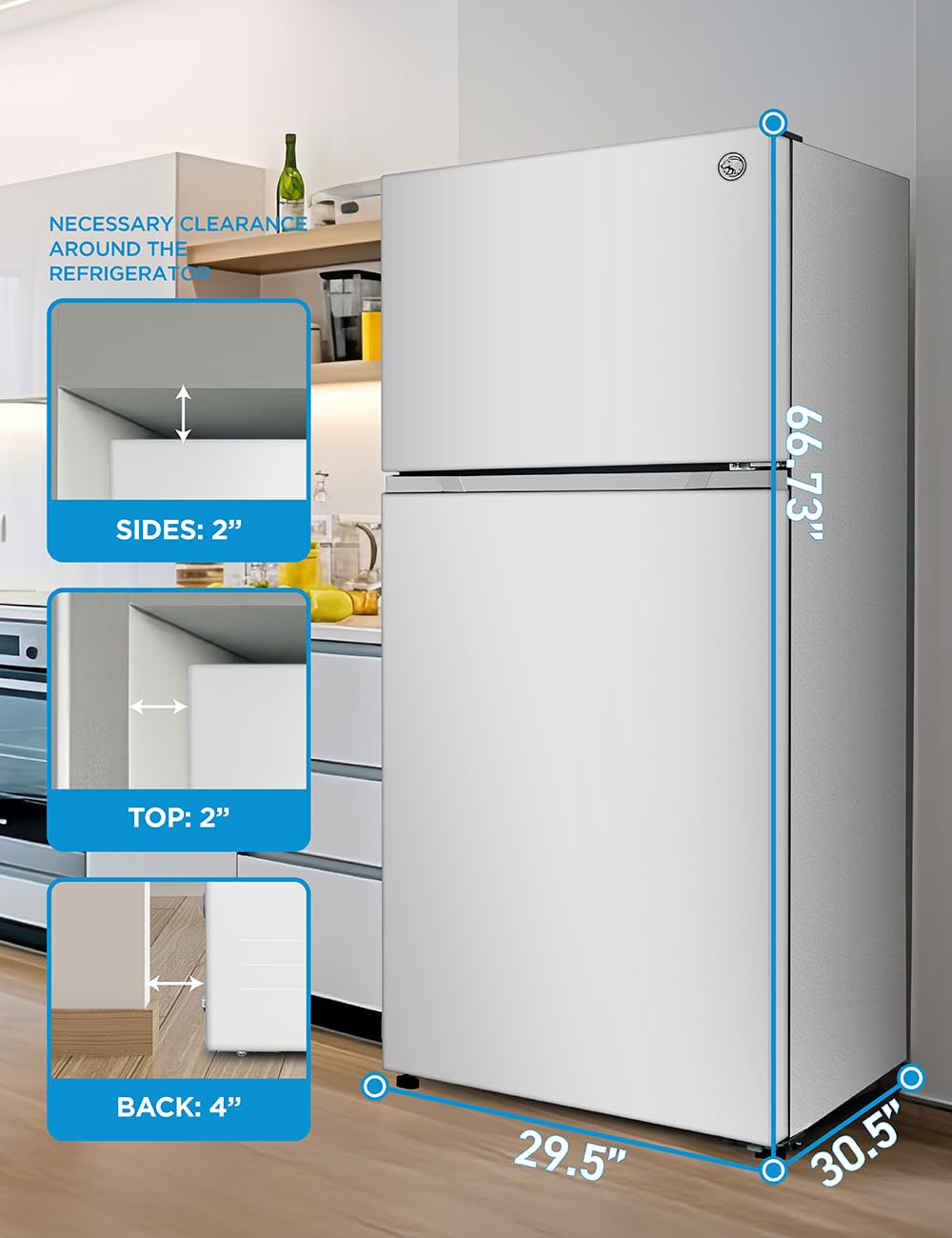 Commercial Cool 18 Cu. Ft. Top Mount Refrigerator with Ice Maker, 2-Door Refrigerator with Top Freezer, Freezer with Icemaker and Adjustable Temperature Control, Energy Star Certified, White
