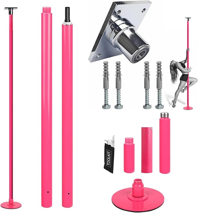 PRIOR FITNESS Permanent Fixed Dance Pole Kit, Professional 45mm Spinning & Static Dancing Pole Heavy-Duty Steel Pole Dance...