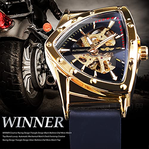 FORSINING Skeleton Watches for Men, Automatic Mechanical Watch with Triangle Dial, Luminous Self Winding Watches Stainless...