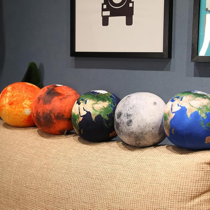Ultra-ealistic 3D Planet,Moon,Earth,The Sun,Pillow Plush Toys,for Kids Teens Adults, for Teachers and Parents, Educational Toy Learning, 10.6 in (Dark Blue Earth)
