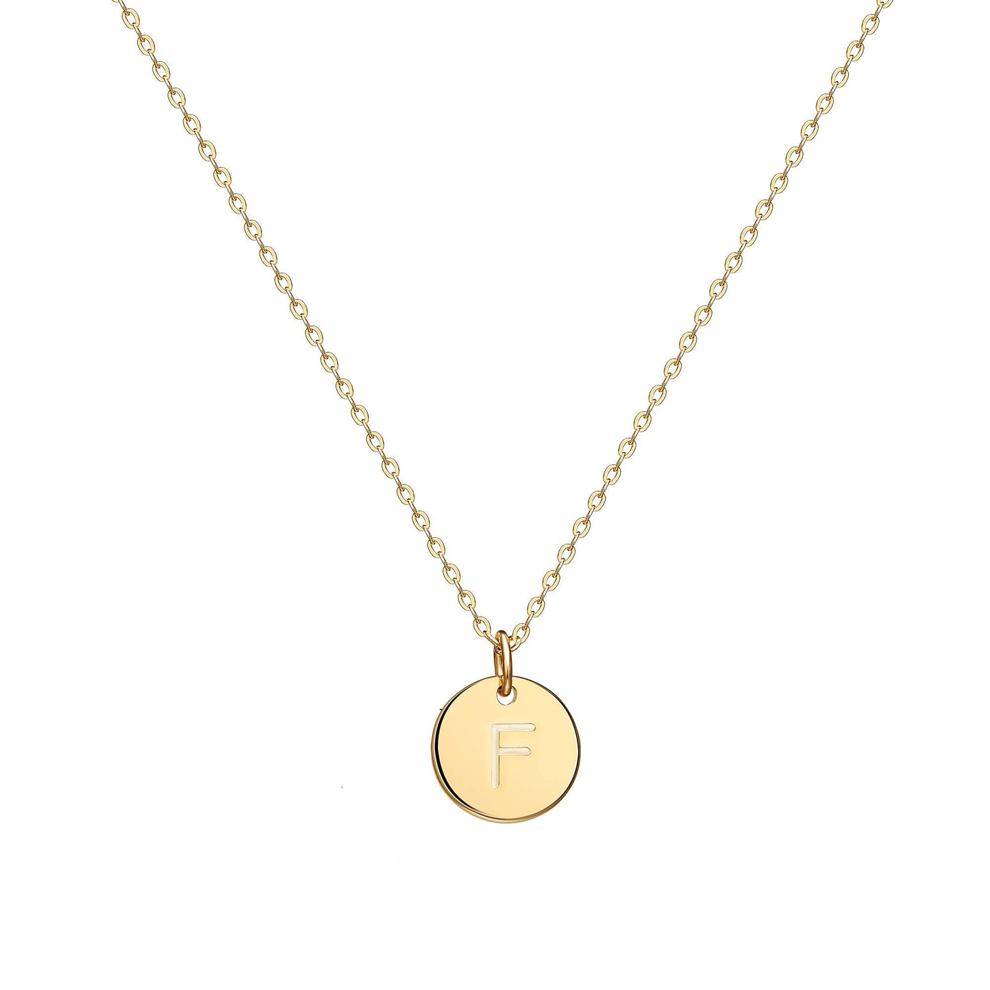 Valloey Rover Initial Necklaces for Women 14K Gold Plated Dainty Layered Necklce Round Coin Disc Pendant Engraved Letter B Neckl