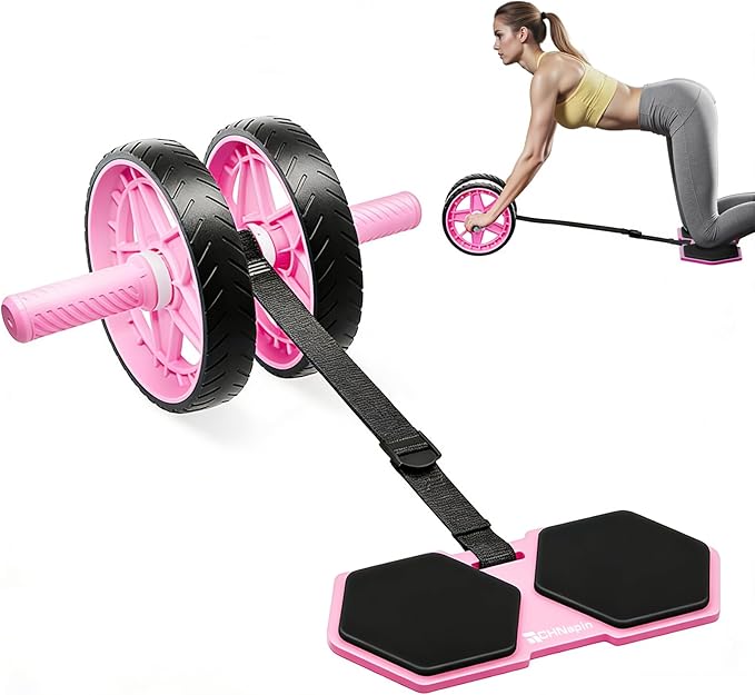 2025 New Double-Wheel Ab Roller for Core Training – Rebound Design with Adjustable Elastic Band, Silent Non-Slip Wheels, D...