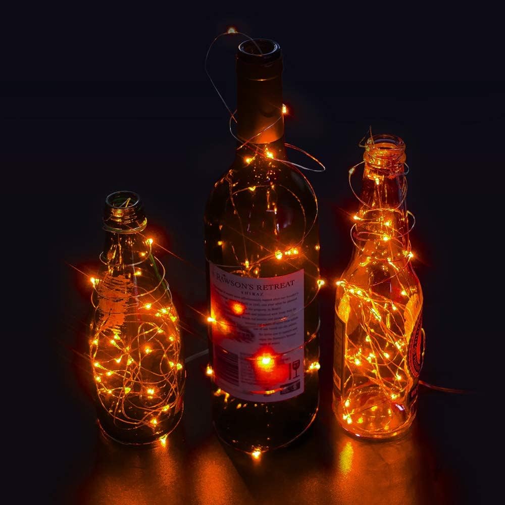 ANJAYLIA Orange String Lights, 50 LEDs Twinkle Fairy Lights, 16.4ft, Battery Operated, Indoor/Outdoor Decoration, Model LED-001
