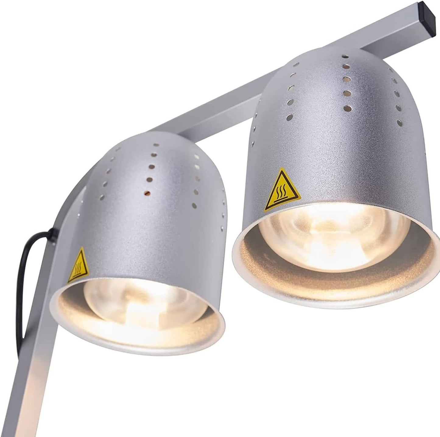 SYBO Commercial Grade Food Heat Lamp, Electric 2-Bulb Heating Lamp Warmer for Food with Adjustable Stand, 500W, Silver
