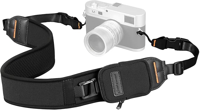 K&F Concept Camera Neck Strap for Photographers, Soft Neoprene Adjustable Shoulder Belt with Zipped Pockets