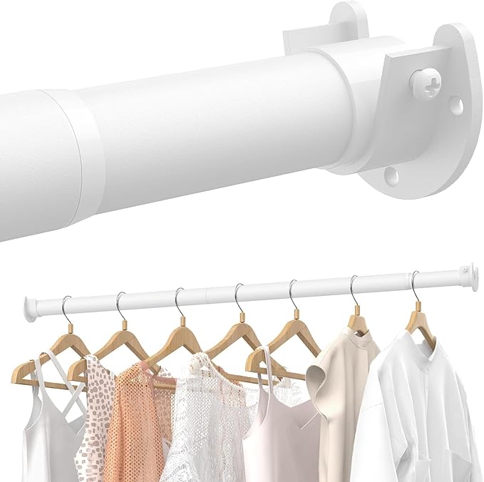 Supforce Closet Rods for Hanging Clothes, 17 to 69 Inches Stepless Adjustable Metal Closet Rod, 1.3 Inches Heavy Duty Clot...
