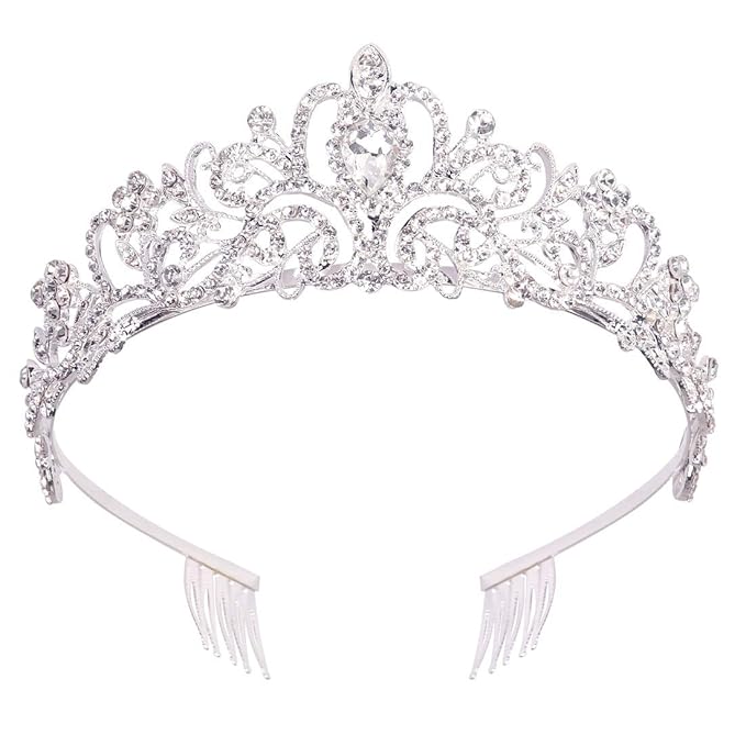 Didder Silver Crystal Tiara Crown Headband Princess Elegant Crown with combs for Women Girls Bridal Wedding Prom Birthday ...