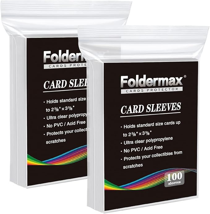 Foldermax Clear Penny Card Sleeves 200 Count, Card Protectors Sleeves for Baseball Cards, Game Cards and Trading Cards
