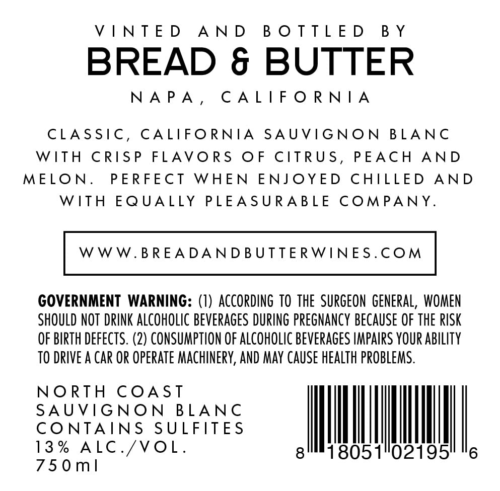 Bread & Butter Sauvignon Blanc, 750 mL