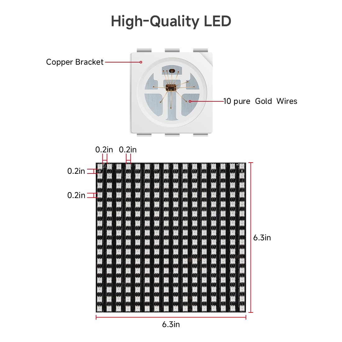 Btf-Lighting Dc12V 4Pin Ws2815(Upgraded Ws2812B) Dual Signal Ic Rgb 5050Smd Individually Addressable 8X8 64 Pixels Led Matrix Flexible Fpcb Full Color Display Light Ip30(No Adapter Or Controller)