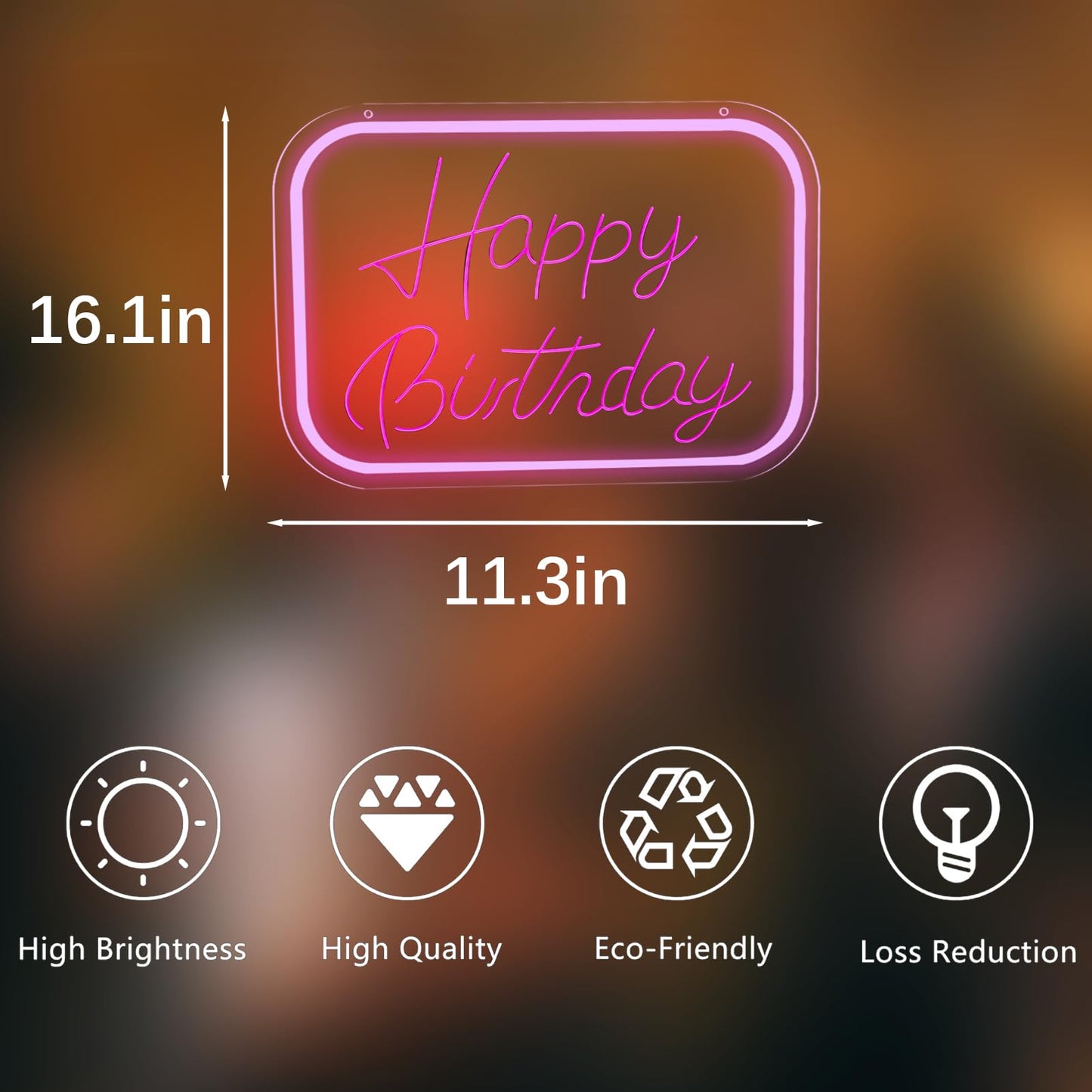 Qbanziou Happy Birthday Neon Signs For Wall Decor