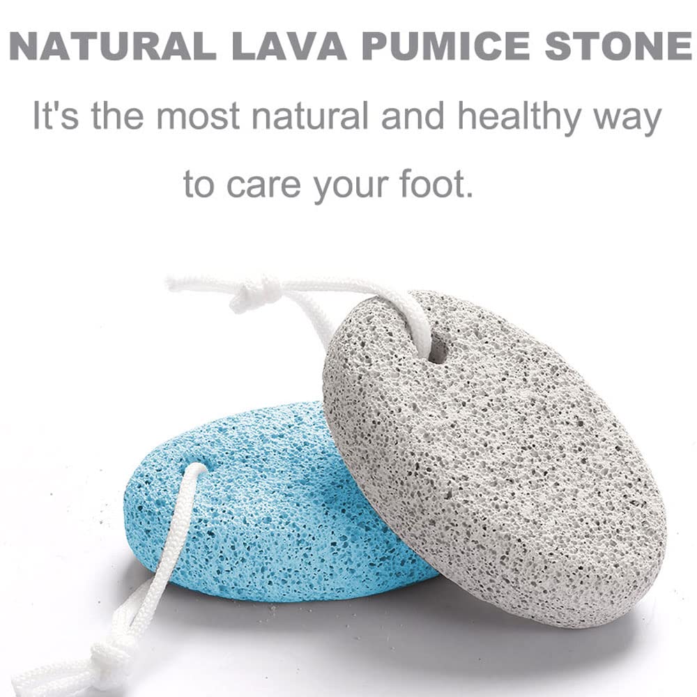 Natural Foot Pumice Stone for Feet, Borogo 2-Pack Lava Pedicure Tools Hard Skin Callus Remover for Feet and Hands - White&Blue