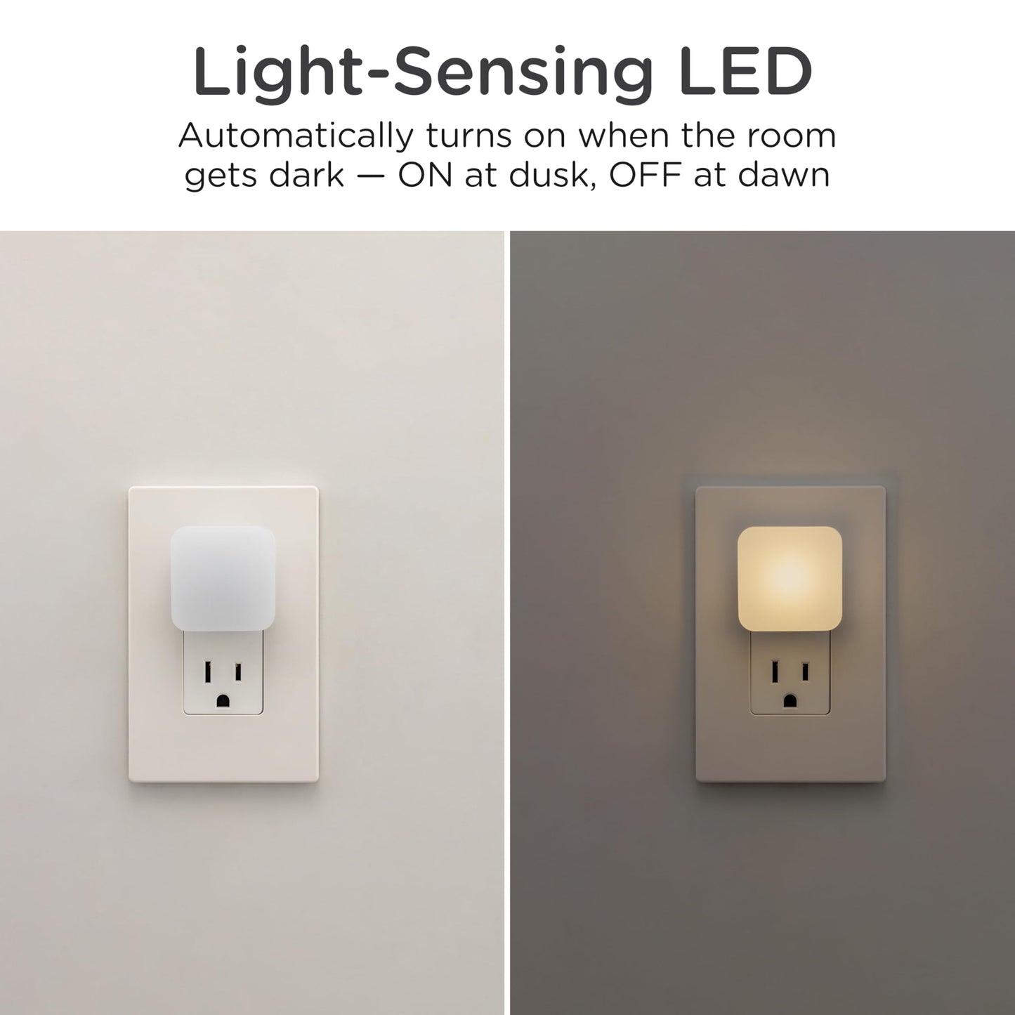 Lights By Night Mini Square Led Night Light  Plug-In  Dusk To Dawn Sensor  Compact  Ambient Lighting  For Kids Or mature-themeds  Bedroom  Bathroom  Nursery  Hallway  2 Pack  82487