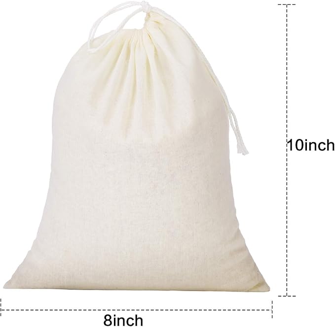 Tatuo 50 Pieces Muslin Bags Cotton Drawstring Bags Sachet Bag for Home Supplies (8 x 10 Inches)