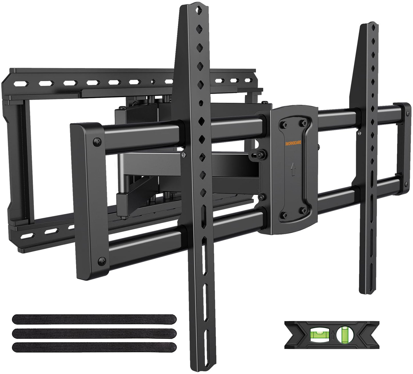 IWORKBOARD Full Motion 75 85 86 90'' TV Wall Mount Bracket, Loads 150 lbs Heavy Duty TV Mount, Swivel Tilt Extension Level, Complete Metal Bars & Wall Plate, up to 600x400mm VESA & 24'' Wood Studs