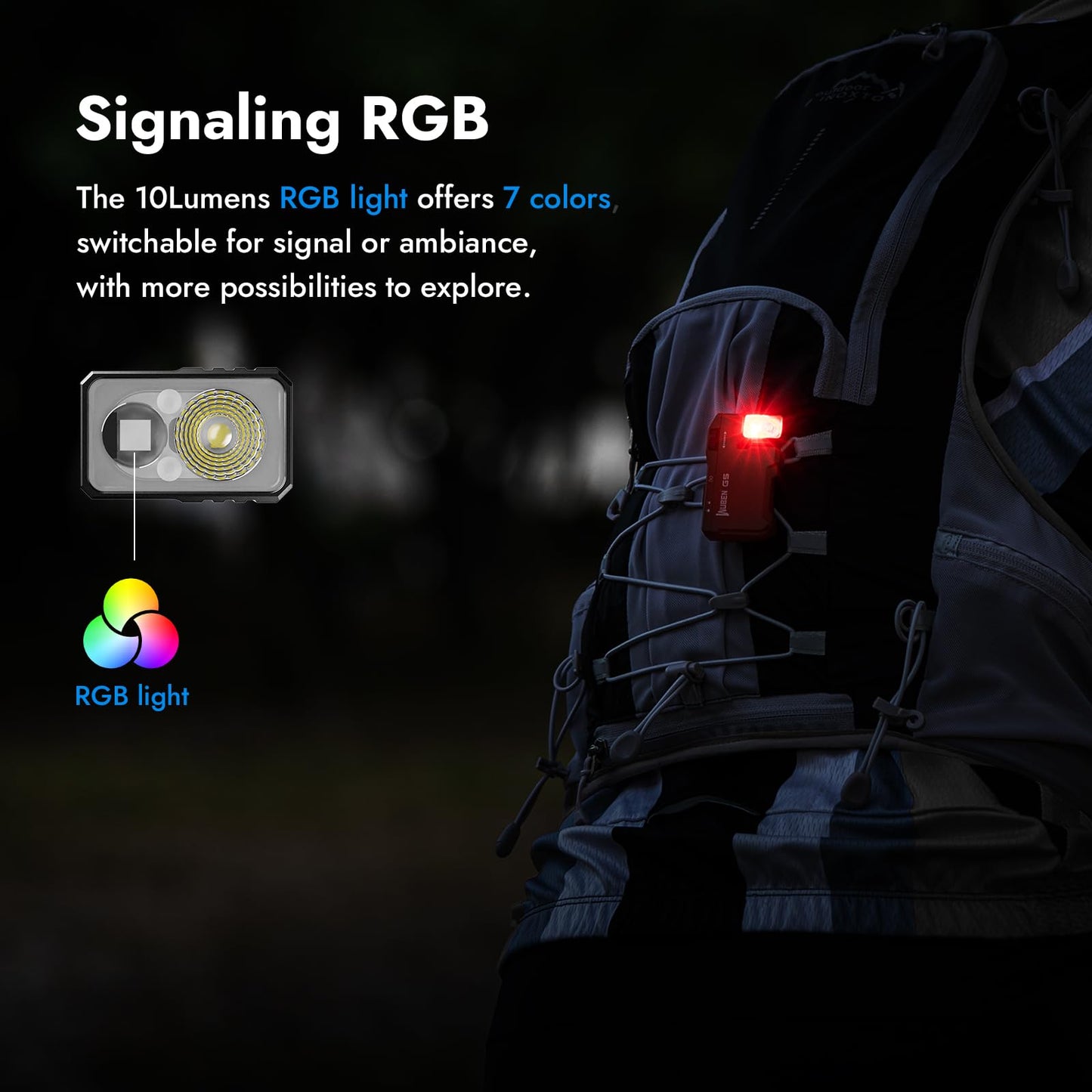 WUBEN G5 Rechargeable EDC Flashlight, 400 Lumens Dual Light Sources Mini Flashlight with RGB Light, Portable Flat Pocket Flashlights, Magnetic Keychain Flashlight for Outdoor Home Emergencies (Black)