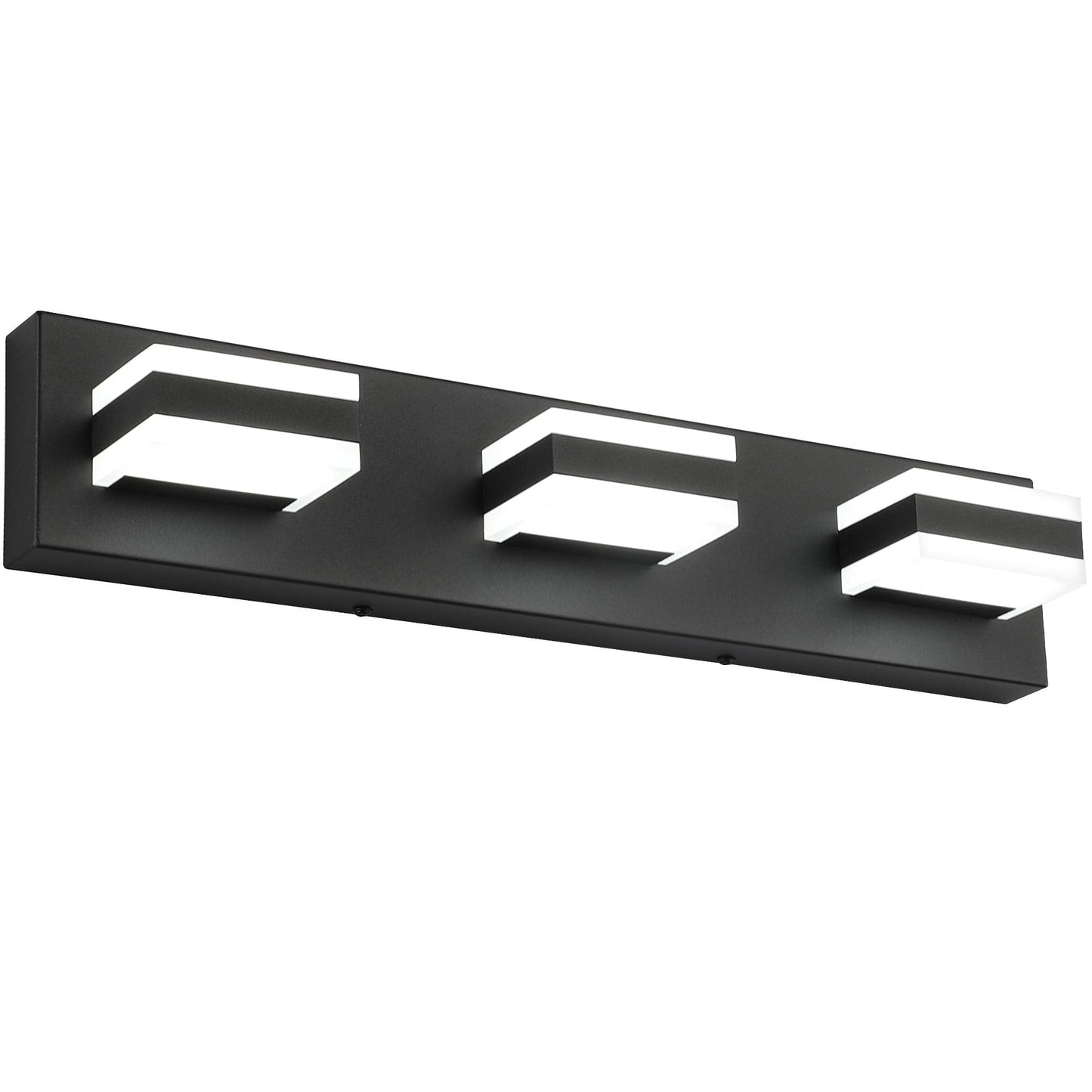 SOLFART 3 Light LED Vanity Lights, Acrylic Shade, Matt Black, Model S8568-ND, Modern Bathroom Lighting Fixtures