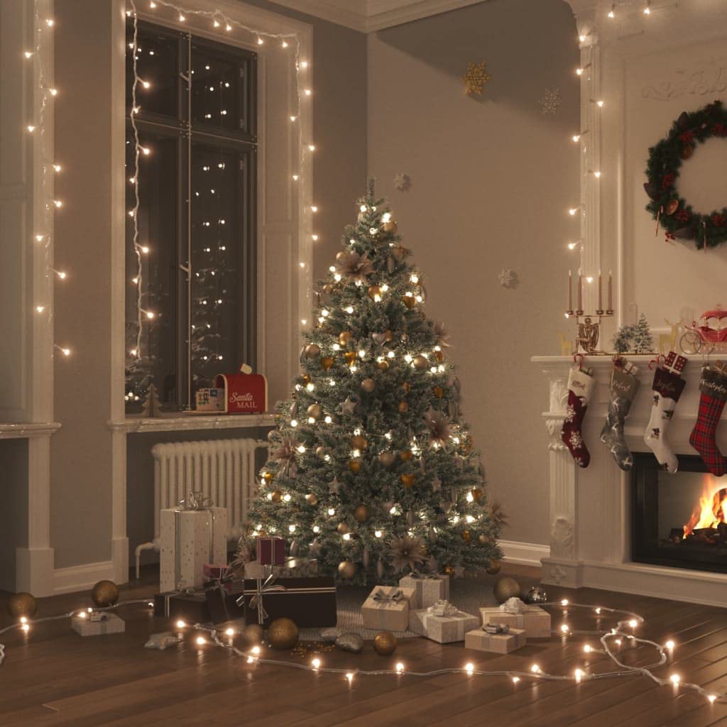 vidaXL LED String Lights, 49ft with 150 Warm White Lights, USB Powered, Copper, Model 343228, Transparent PVC Cable