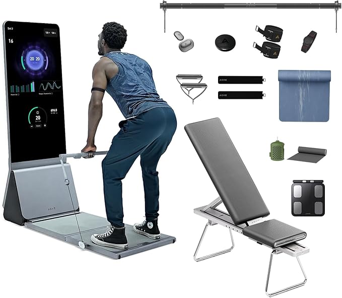 New Year Offer: AEKE K1 Smart Fitness Mirror - Ultimate Home Gym Bundle with Accessories (Yoga Towel, Yoga Mat, Extender B...