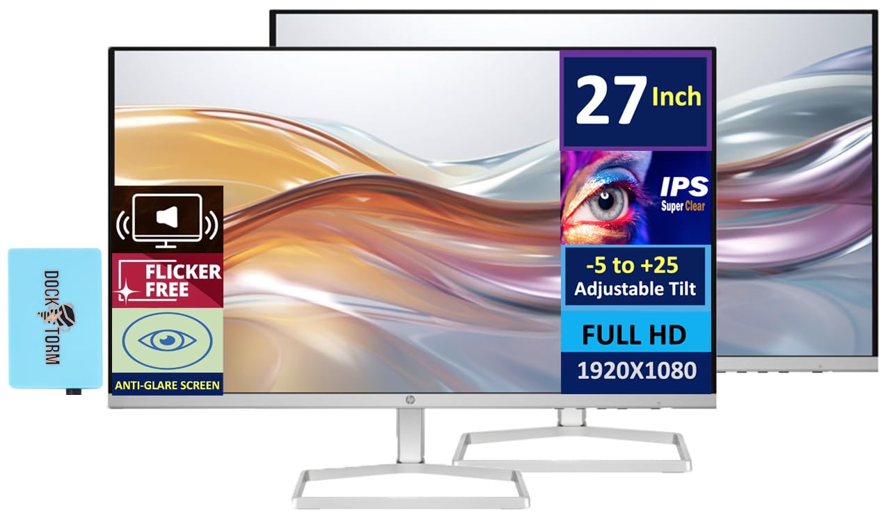 Hp Series 5 527Sa Monitor With Speakers (Replaces M27Fwa) 27 100Hz Ips Fhd 99% Srgb 300 Nits Display, Adjustable Tilt, Flicker-F