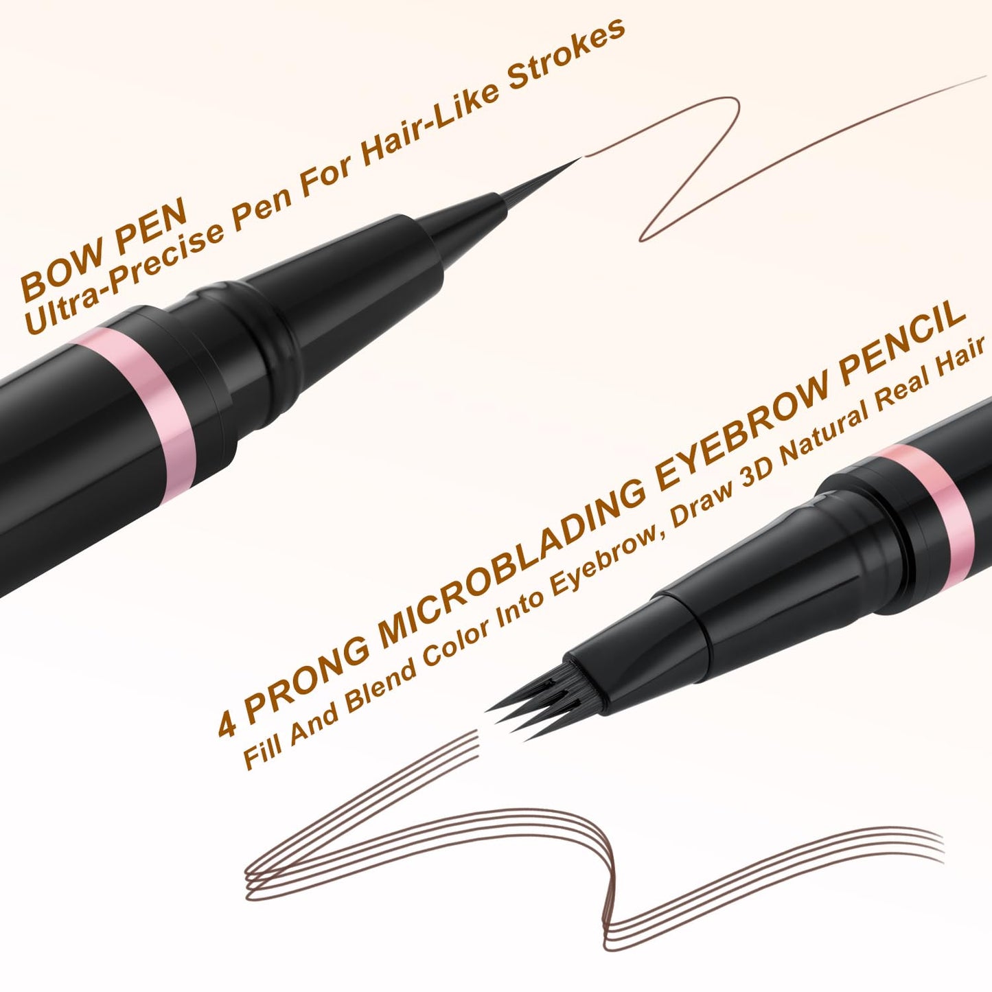 Eyebrow Pencil Makeup Kit, with Waterproof 2-IN-1 Microblading Eyebrow Pen, Eyebrow Pomade, Eyeliner and Dual-ended Eyebrow Brush, Brow Pencil Kit for Natural Eyebrows - Dark Coffee