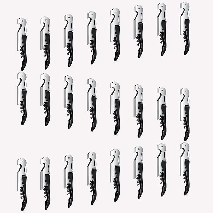 24 Packs Wine Opener-Corkscrew Wine Bottle Opener,Stainless Key Black Wine Bottle Opener Foil Cutter for Picnic, party, family,Restaurants
