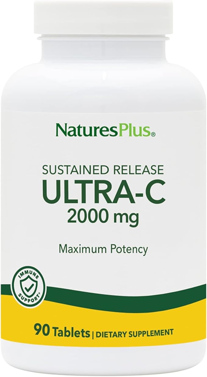 NaturesPlus Ultra-C 2000 mg - 90 Tablets - Vitamin C with Rose Hips - Immune & Antioxidant Support - Vegetarian, Gluten Free - 90 Servings