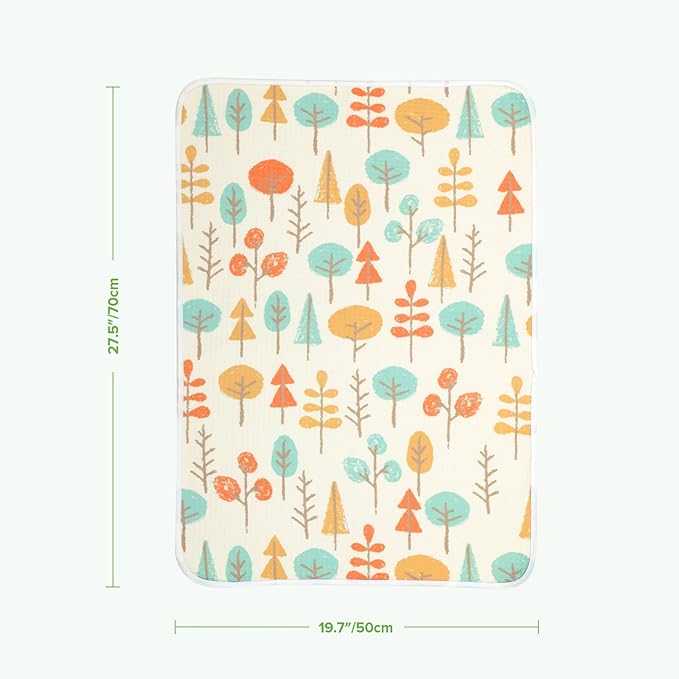 haakaa Waterproof Changing Pad Liners, 100% Cotton, Soft & Breathable (1pc, 19.5" x 27.5" Autumn Glade)