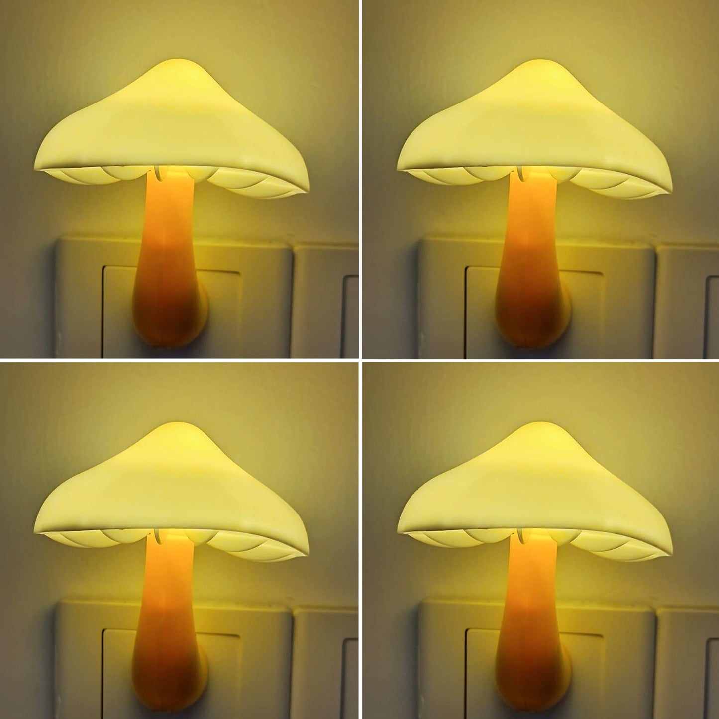 Ausaye Mushroom Led Night Lights - 4 Pack Warm White Plastic Nightlights For Kids & mature-themeds, Model 7398