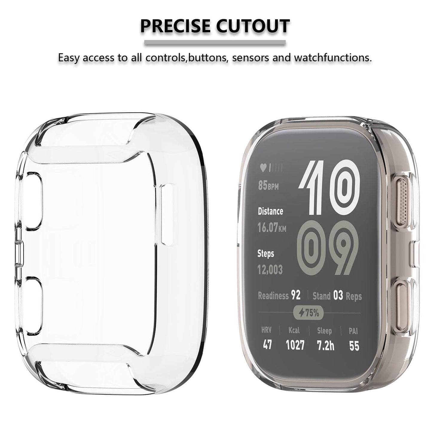 Msvueioe [3-Pack] Screen Protector & Case Compatible With Amazfit Bip 6, Soft Tpu Plated Case All-Around Protective Screen Full