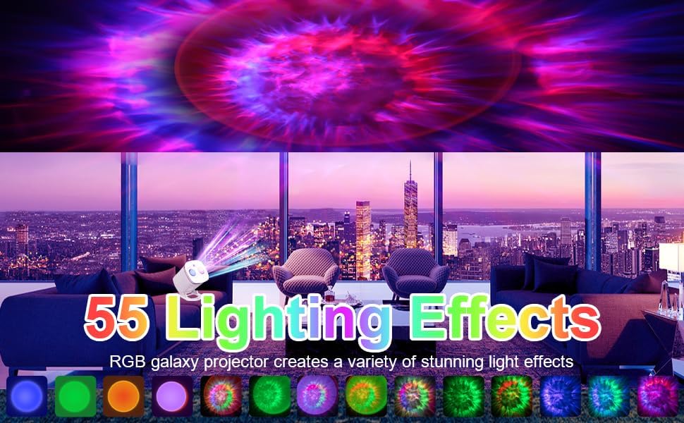 MuliVid Galaxy Projector with Timer & Remote, 55 Lighting Modes, White, Model UGL25040101