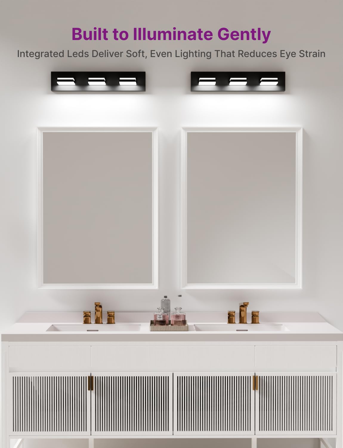 Likelgn 22 Vanity Light Over Mirror  3-Light Modern Bathroom Light Fixture With Rotatable Heads  5000K Daylight