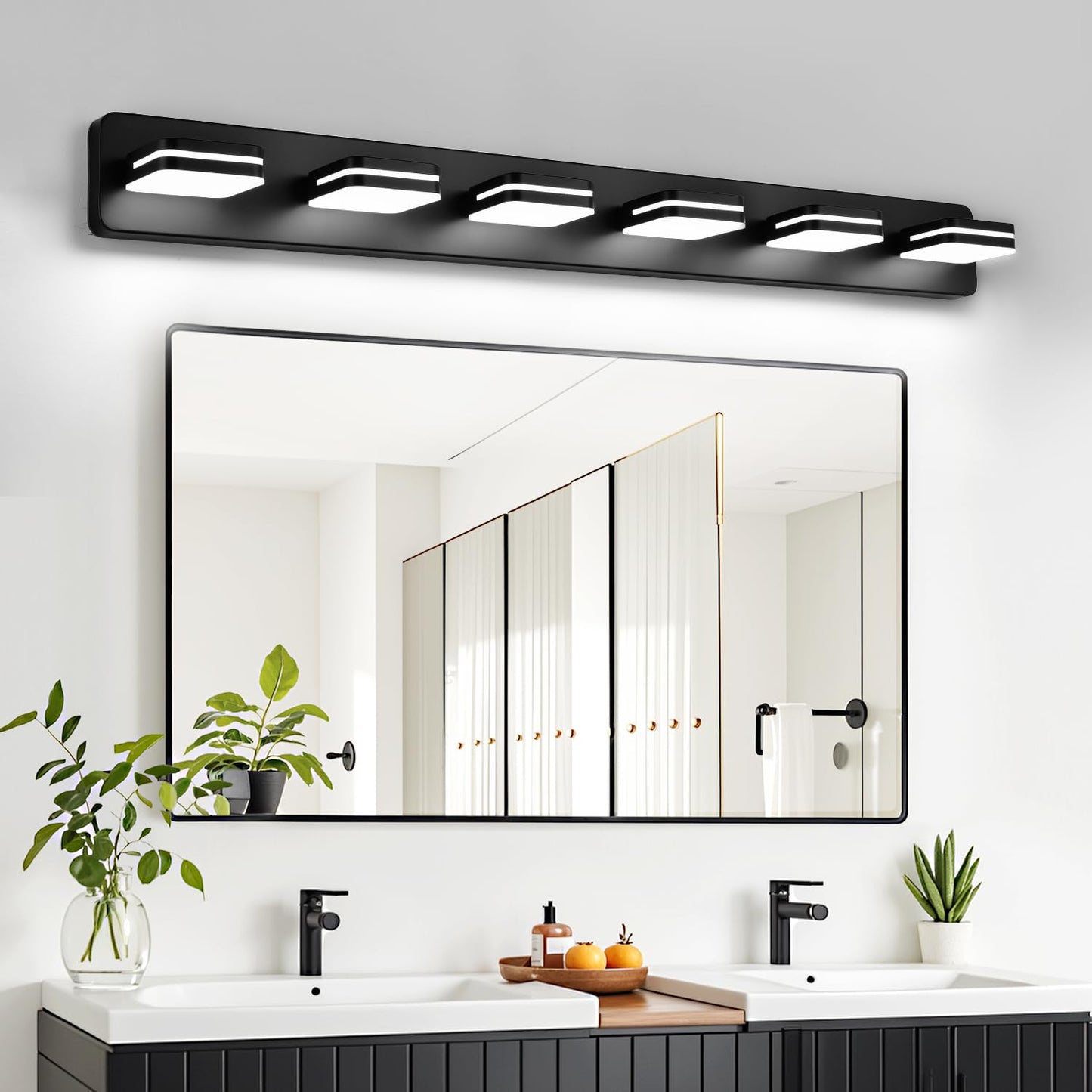 3000Lm Led Modern Bathroom Vanity Light Fixtures  360?Rotate Acrylic Matte Black Vanity Lights For Bathroom  Modern Wall Lighting Fixtures Over Mirror Kitchen Living Room (Natural White Light 5000K)