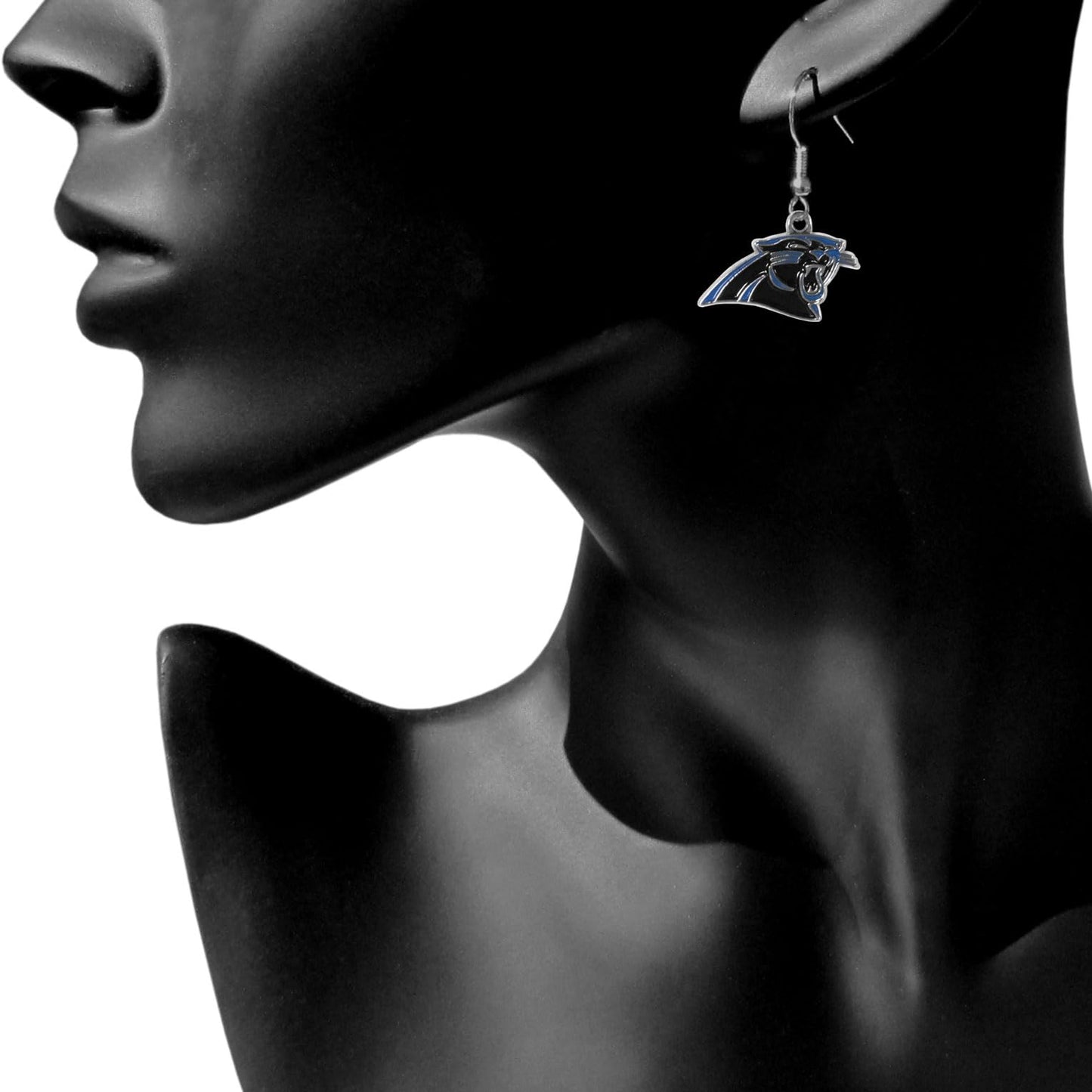 NFL Siskiyou Sports Womens Carolina Panthers Chrome Dangle Earrings One Size Team Colors