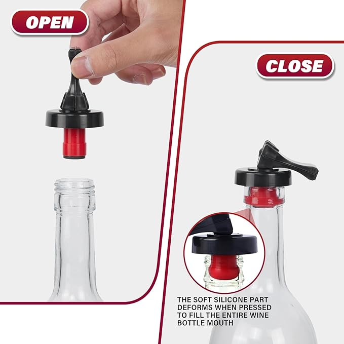 Wine Stopper，10 Pack Wine Stoppers for Wine Bottles，Plastic Vacuum Wine Bottle Stopper Wine Saver with Airtight Seal，Wine Topper Keep Wine Fresh Wine Bottle Sealer Set