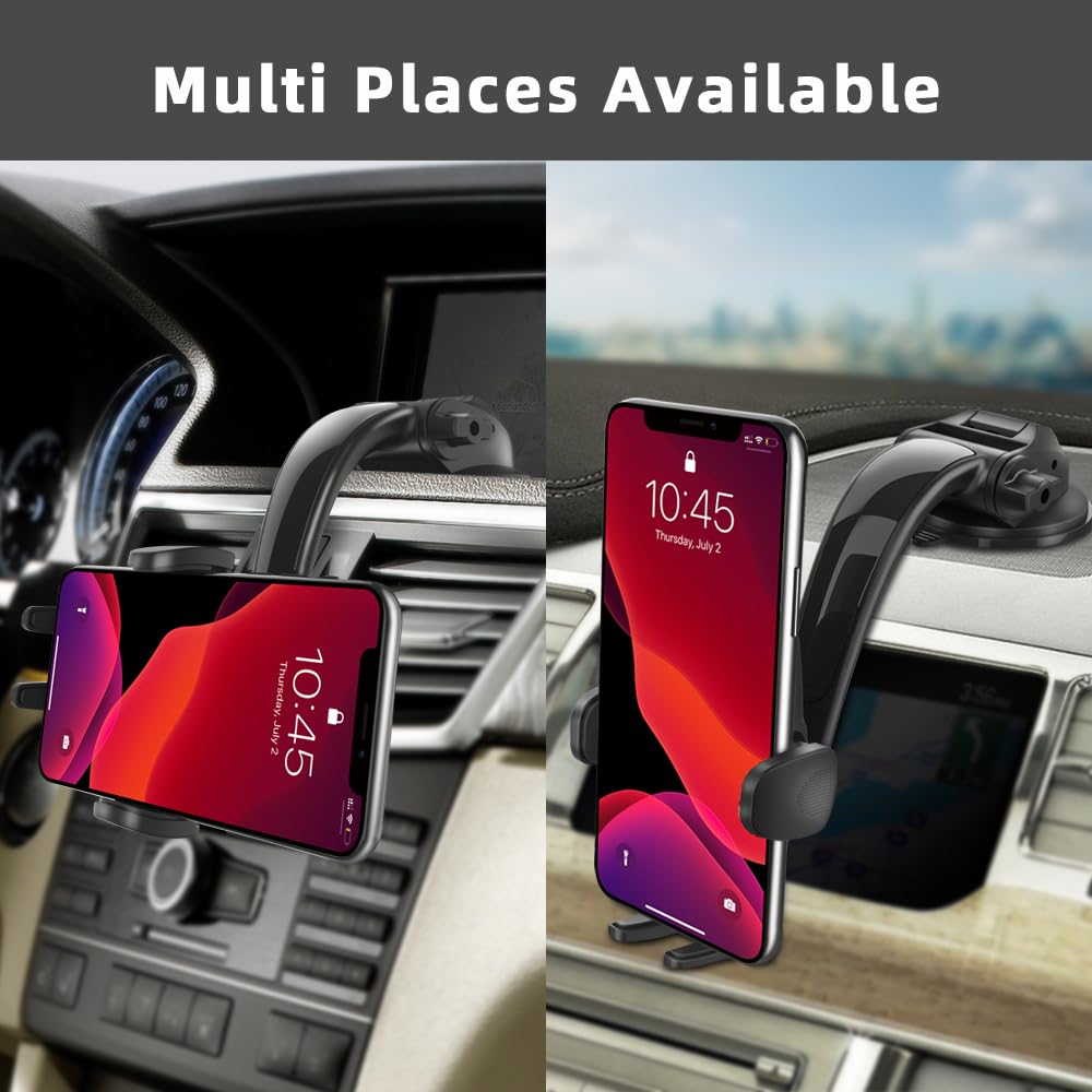 Bpoase Car Phone Holder Mount,Solid Clamp Arm Strong Suction Adjustable Cell Phone Holder Car Dashboard Window For All Smartphon